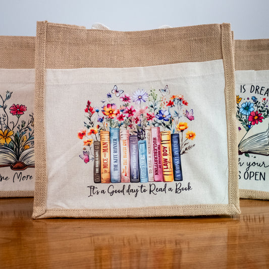 One-of-a-Kind Jute Tote Bags